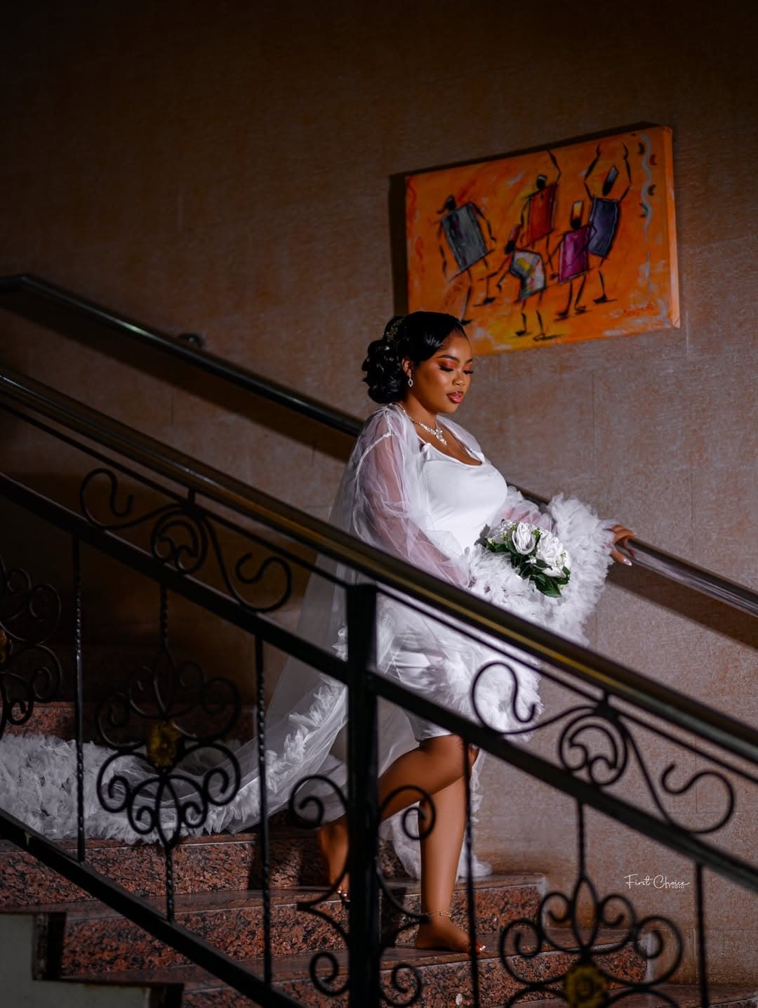 Bridal portrait on staircase
